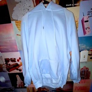 hooded light blue sweatshirt